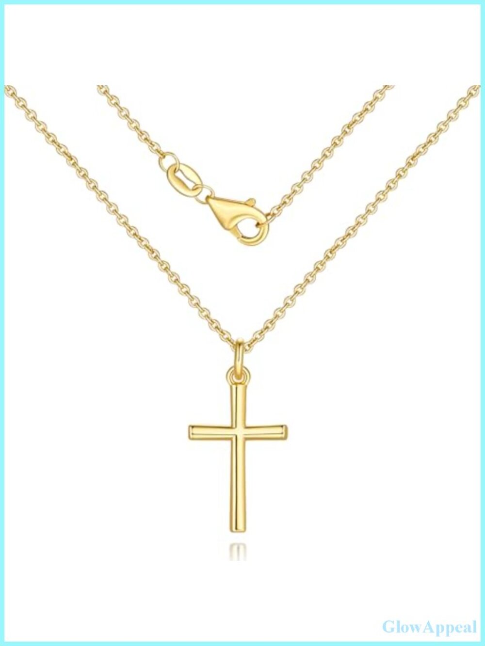 14K Gold Plated Cross Pendant Necklace for Women Adjustable Chain